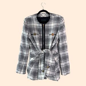 Alexander Wang Front Tie Tweed Blazer